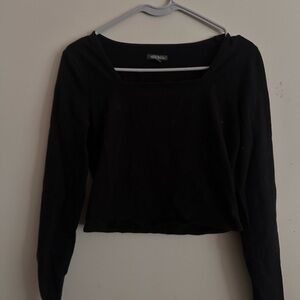 Square Neck Black Long Sleeve
